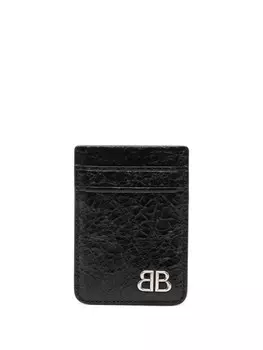 Balenciaga кожаный держатель карт Monaco Magnet, черный