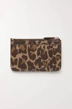 BALENCIAGA кожаный картхолдер Cash с леопардовым принтом, бежевый