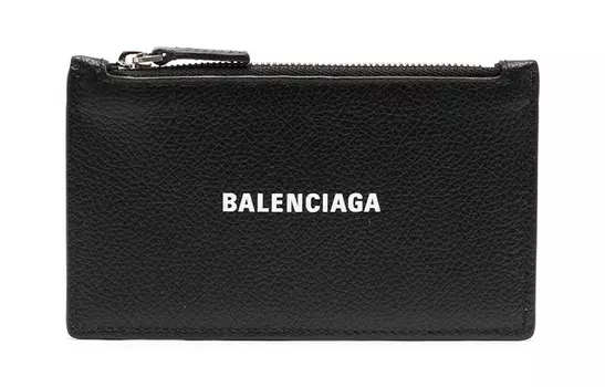 Balenciaga Кожаный кошелек для монет, мини-кошелек для мужчин, черный