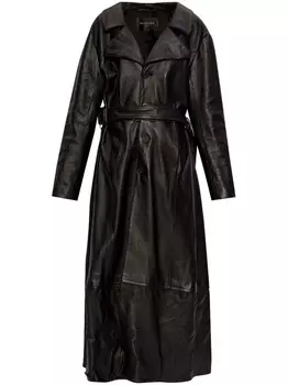 Balenciaga кожаный тренч с поясом, черный