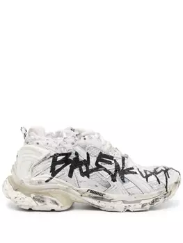 Balenciaga кроссовки Runner Graffiti, белый