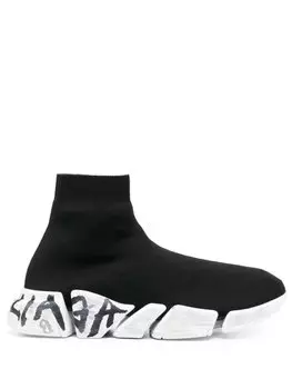 Кроссовки Balenciaga Speed 2.0 Graffiti Print 617239W2DD4, черный/белый