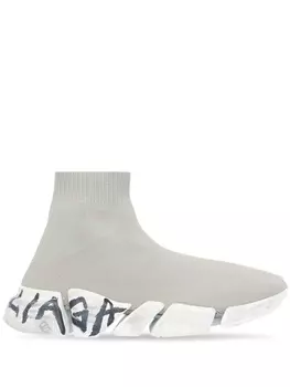 Balenciaga кроссовки Speed с принтом граффити, серый