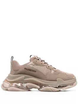 Balenciaga кроссовки Triple S на шнуровке, коричневый