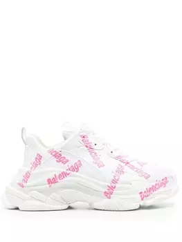 Balenciaga кроссовки Triple S с логотипом, белый