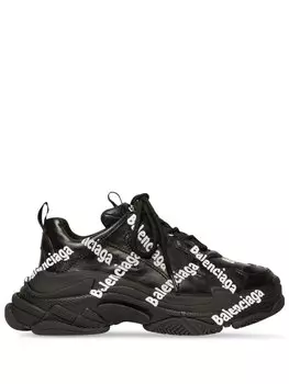 Balenciaga кроссовки Triple S с логотипом, черный