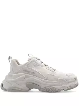 Balenciaga кроссовки Triple S со вставками на шнуровке, нейтральный цвет