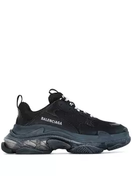 Balenciaga кроссовки Triple S со вставками в сетку, черный