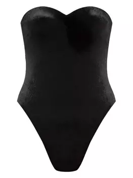 Balenciaga купальник с вырезом в форме сердца и логотипом, черный