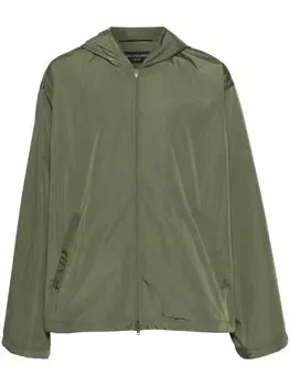 Balenciaga куртка с капюшоном и логотипом, зеленый