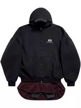 Balenciaga layered hooded jacket, черный