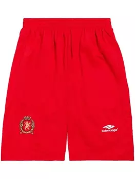 Balenciaga logo-embroidered track shorts, красный