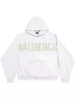 Balenciaga logo-print cotton hoodie, белый