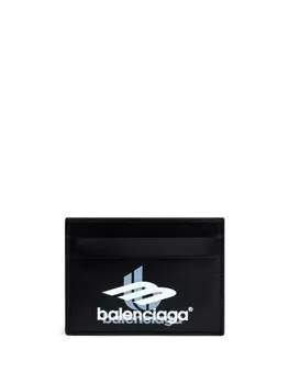Balenciaga logo-print leather cardholder, черный