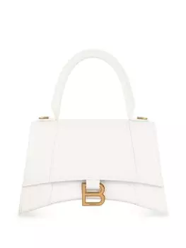 Balenciaga маленькая сумка Hourglass с тиснением под кожу крокодила, белый