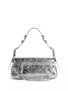 Сумка на плечо Balenciaga Le Cagole с эффектом металлик, серебристый