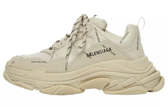 Кроссовки Balenciaga All Over Logo Triple S Beige Women's