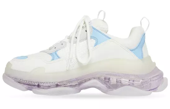 Кроссовки Balenciaga Triple S Clear Sole Leather Free Light Blue Grey Light Purple White Women's