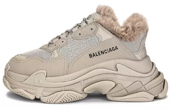 Кроссовки Balenciaga Triple S Fake Fur Beige Women's