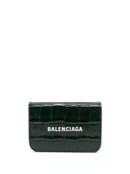 Balenciaga мини-кошелек Cash с тиснением под кожу крокодила, зеленый