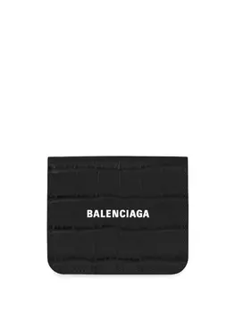 Balenciaga мини-кошелек Cash с тиснением под крокодила, черный