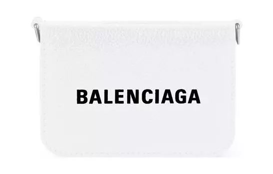 Balenciaga Мини-кошелек из зернистой телячьей кожи, женский, белый
