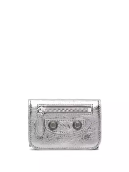 Balenciaga мини-кошелек Le Cagole с эффектом металлик, серебристый