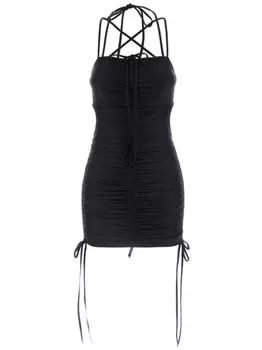 Balenciaga мини-платье с рюшами, черный