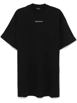 Balenciaga мини-платье с вышитым логотипом, черный