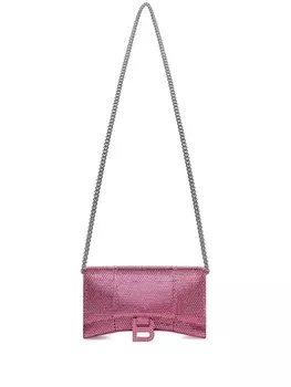 Balenciaga мини-сумка Hourglass со стразами, розовый