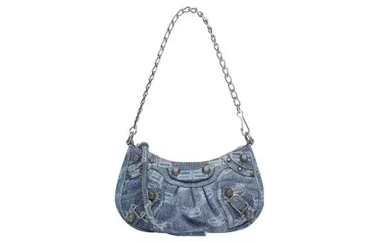 Balenciaga Мини-сумка Le Cagole с цепочкой и монограммой Bb, выбеленный деним