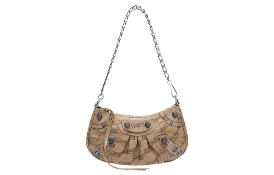 Balenciaga Мини-сумка Le Cagole с цепочкой и монограммой Bb бежево-коричневого цвета