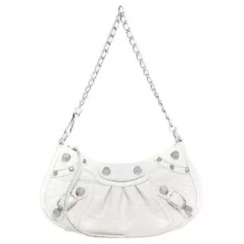 Balenciaga Мини-сумка Le Cagole с цепочкой и тиснением под крокодила, белая