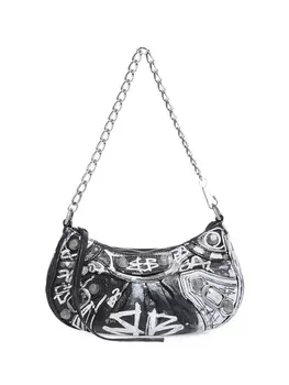 Balenciaga мини-сумка Le Cagole с принтом граффити, черный