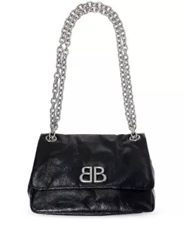 Balenciaga мини-сумка Monaco из кожи с аппликацией-логотипом, черный