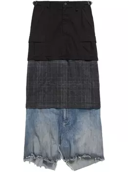 Balenciaga многослойная юбка карго длины макси, черный