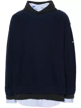 Balenciaga многослойное худи с нашивкой-логотипом, синий