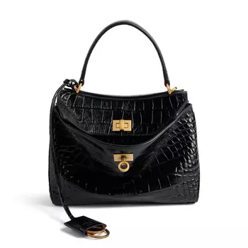 Balenciaga Мягкая сумка из коровьей кожи с тиснением под крокодила, через плечо, мини-сумка женская, черная