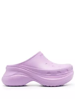 Balenciaga мюли на платформе из коллаборации с Crocs, фиолетовый