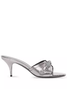 Balenciaga мюли с кристаллами, серебристый