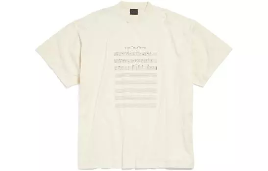 Футболка мужская Balenciaga с принтом нот, бежевый