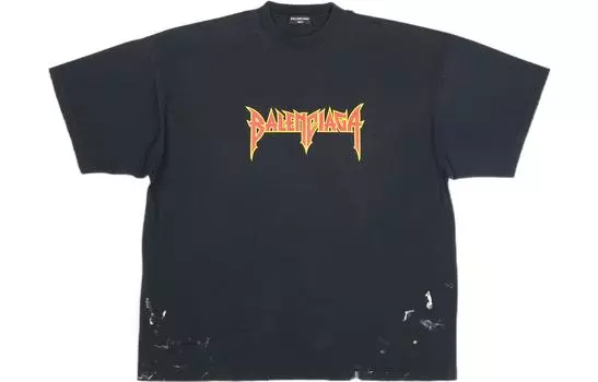 Футболка мужская Balenciaga, черный / оранжево-желтый
