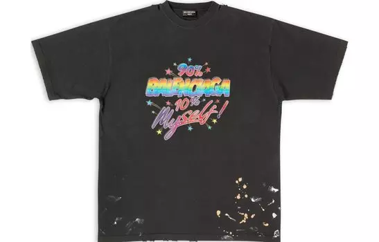 Футболка мужская Balenciaga Large Fit с принтом, черный
