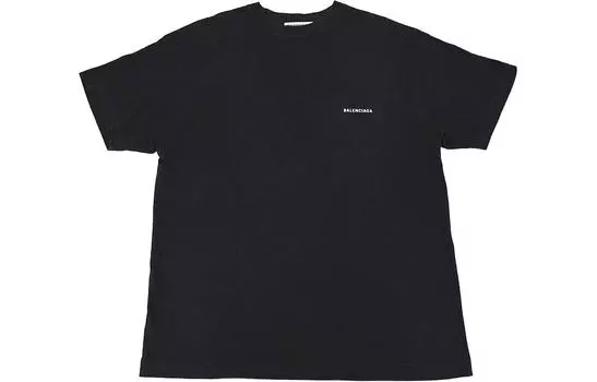 Футболка мужская Balenciaga с белым принтом, черный