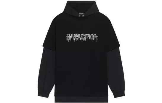 Футболка мужская Balenciaga с длинными рукавами и принтом, черный