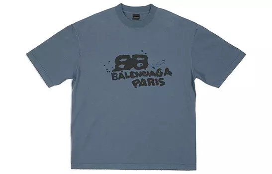 Balenciaga Мужская футболка, цвет washed blue/black