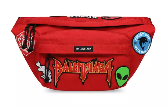 Balenciaga Мужская поясная сумка Explorer из полиэстера, очень большая, красная