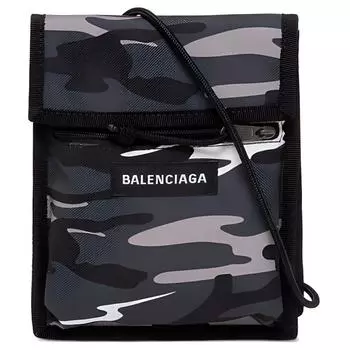 Balenciaga Мужская тканевая сумка через плечо коричневого цвета