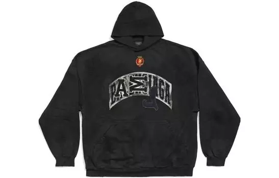 Толстовка мужская Balenciaga с карманом-кенгуру, черный