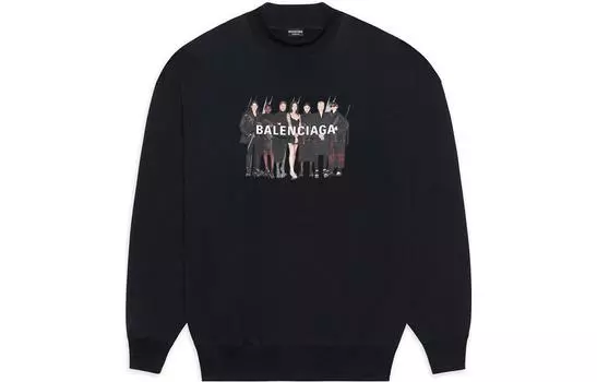 Толстовка мужская Balenciaga с принтом, черный